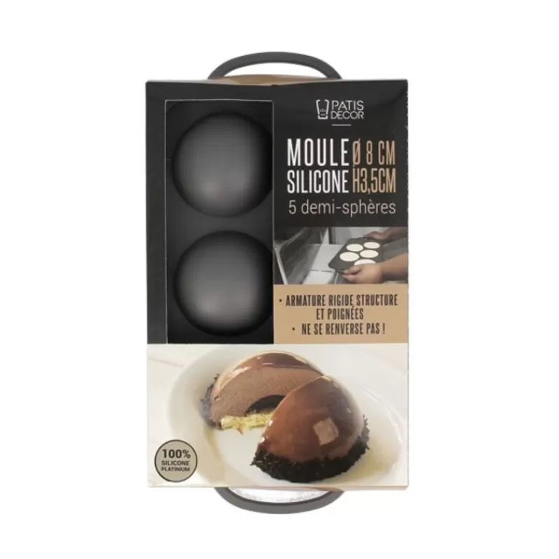 Cerf Dellier Moule Silicone 5 Demi-Spheres 8 Cm Patisdecor