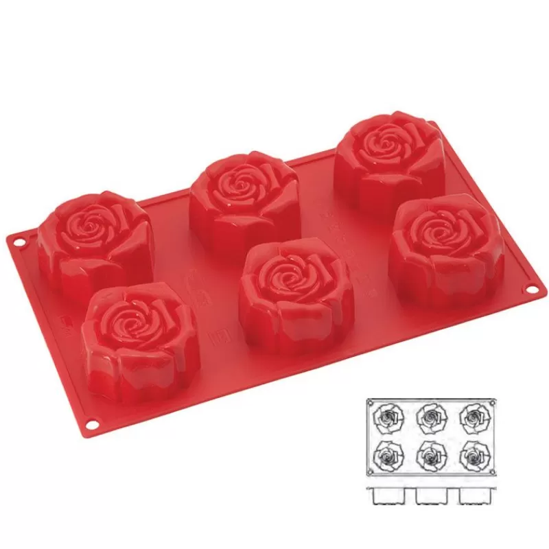 Cerf Dellier Moule Silicone 6 Roses Fleuries