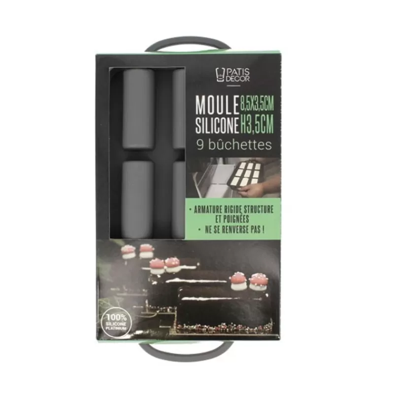 moule_silicone_9_bchettes_patisdecor_2.webp Cerf Dellier Moule Silicone 9 Bûchettes Patisdecor