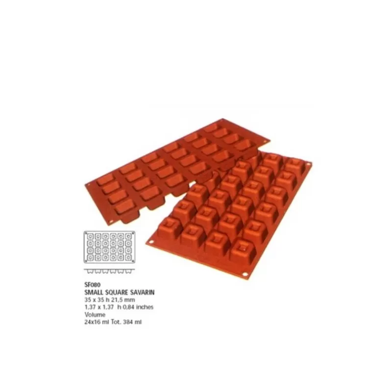 moule_silicone_mini_savarins_carres_2.webp Cerf Dellier Moule Silicone Mini Savarins Carres