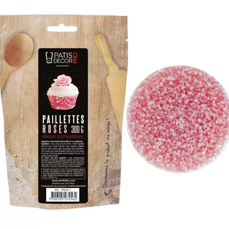 Cerf Dellier Paillettes Comestibles Roses Patisdecor Pro 300 G Fashion
