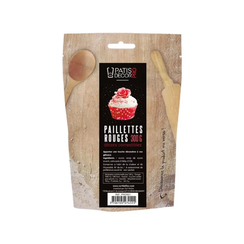 Cerf Dellier Paillettes Rouges Comestibles 300 G Patisdecor Pro Store