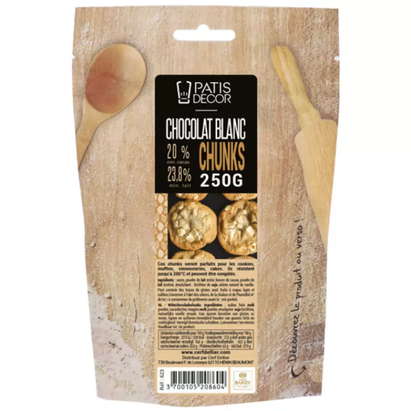 Cerf Dellier Pepites De Chocolat Blanc Chunks Barry 250 G - Patisdecor