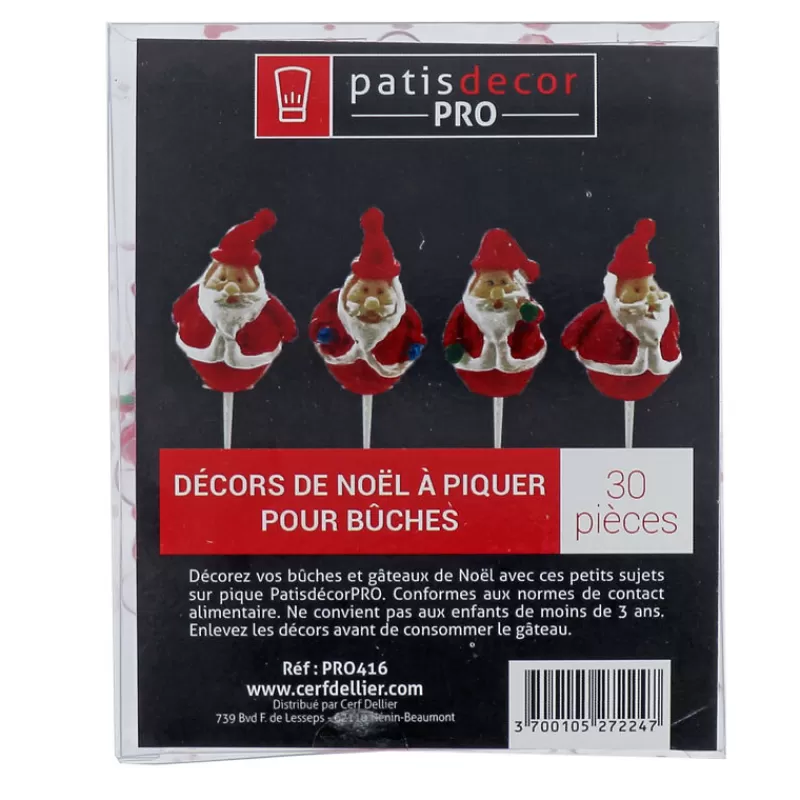 Cerf Dellier Peres Noël Ronds Résine Assortis Sur Pique (X30) Cheap