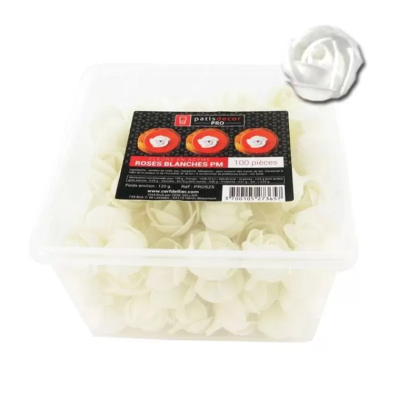 Cerf Dellier Petites Roses Blanches En Azyme Patisdecor Pro (X100) Fashion