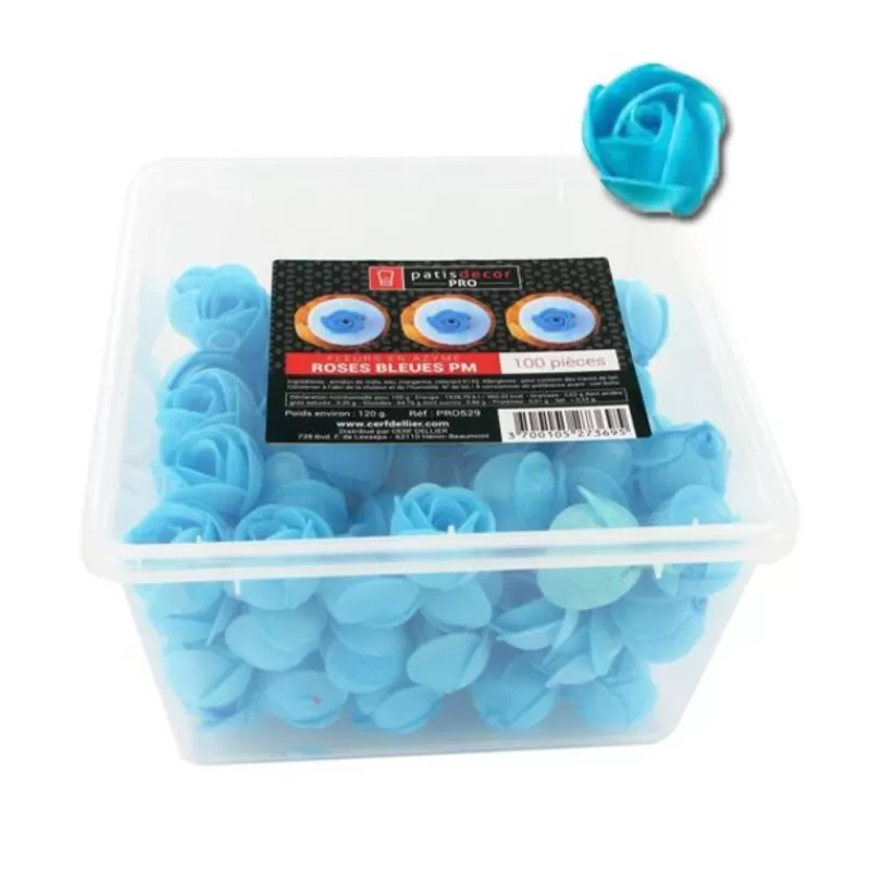 Cerf Dellier Petites Roses Bleues En Azyme Patisdecor Pro (X100) Fashion