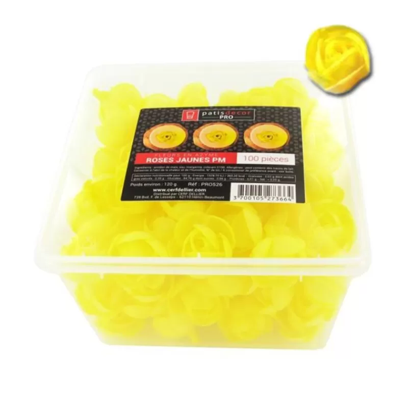 Cerf Dellier Petites Roses Jaunes En Azyme Patisdecor Pro (X100) Clearance