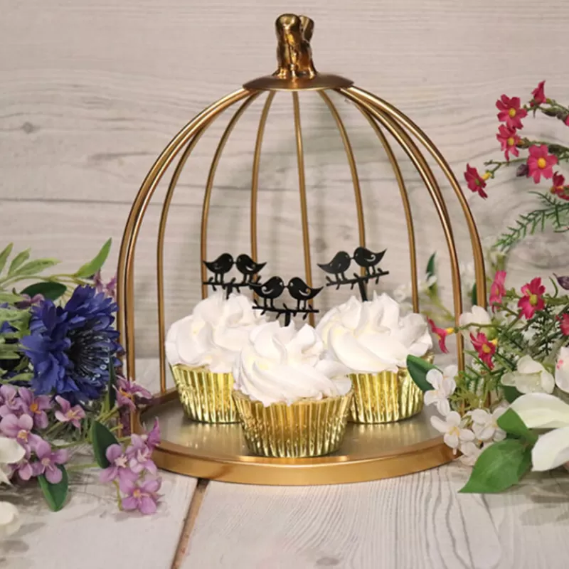 Cerf Dellier Presentoir Cage A Oiseaux Dore Patisdecor 21 Cm Hot