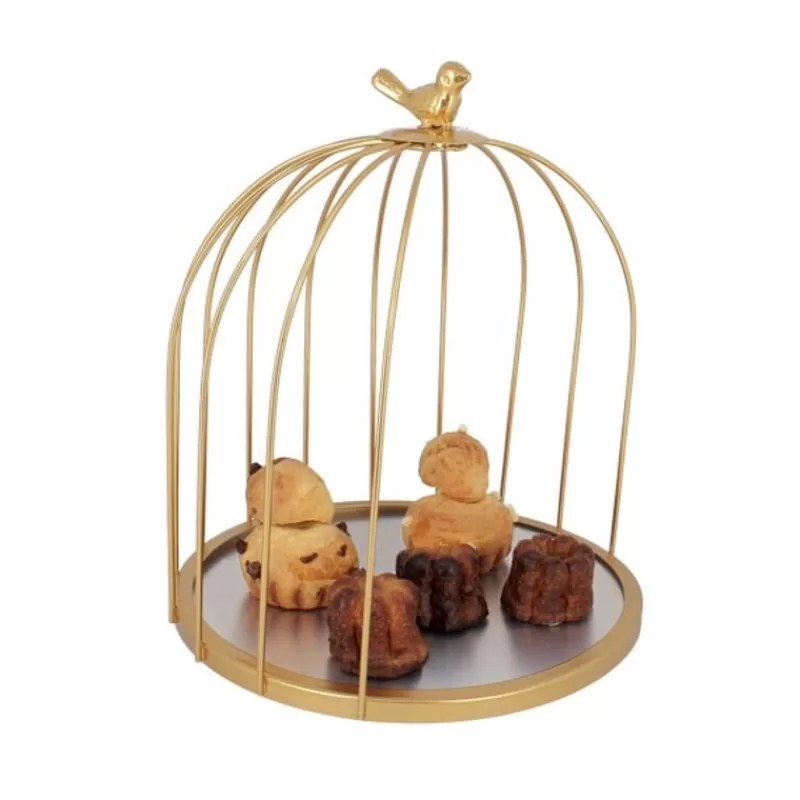 Cerf Dellier Presentoir Cage A Oiseaux Dore Patisdecor 25 Cm Best