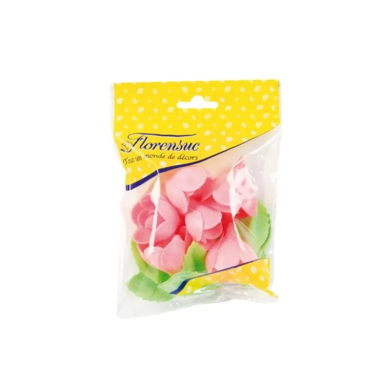 Cerf Dellier Rose Rose Avec Feuilles (X 6) Fashion