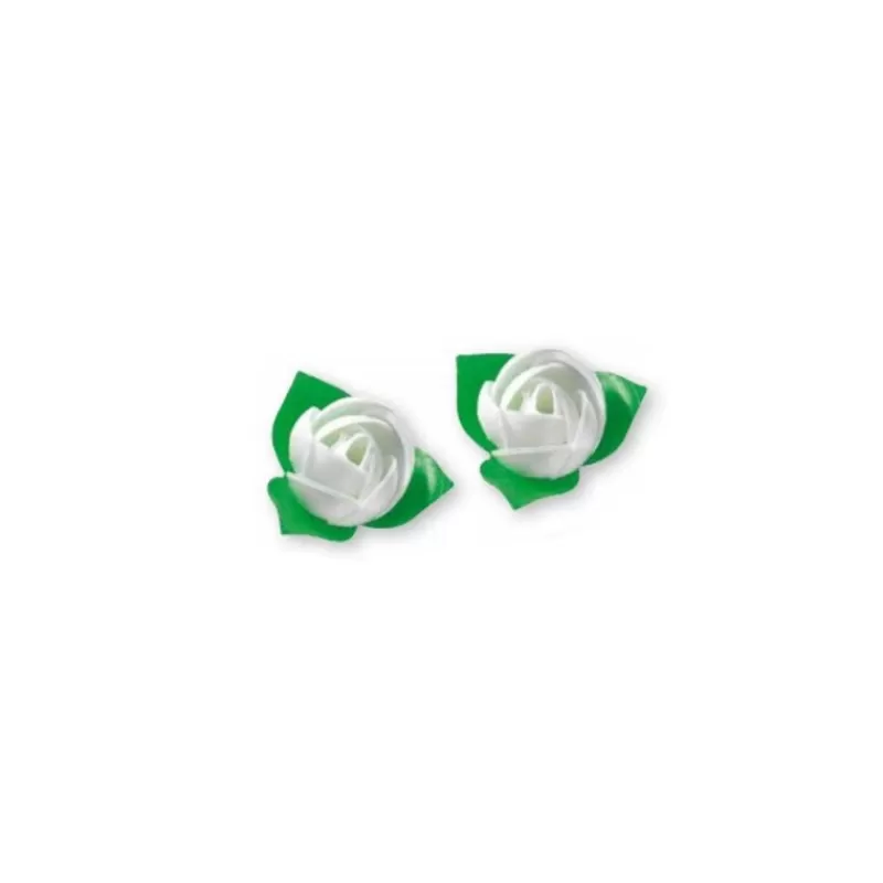 Cerf Dellier Roses Blanches Avec Feuilles Patisdecor X10 Hot