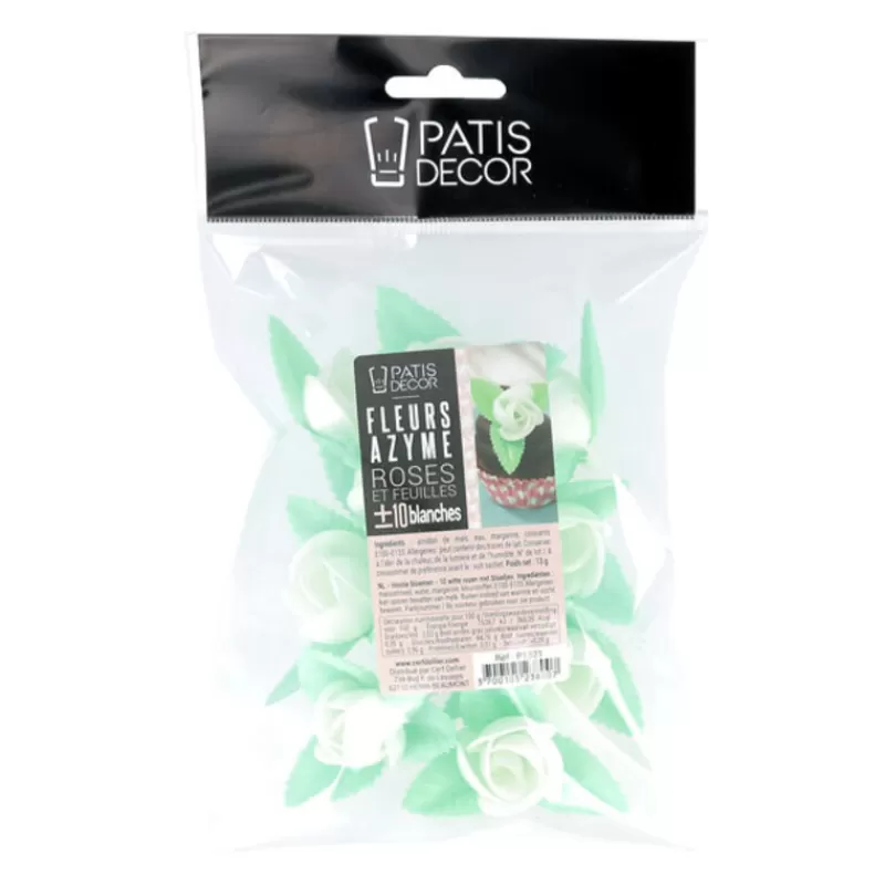 Cerf Dellier Roses Blanches Avec Feuilles Patisdecor X10 Hot