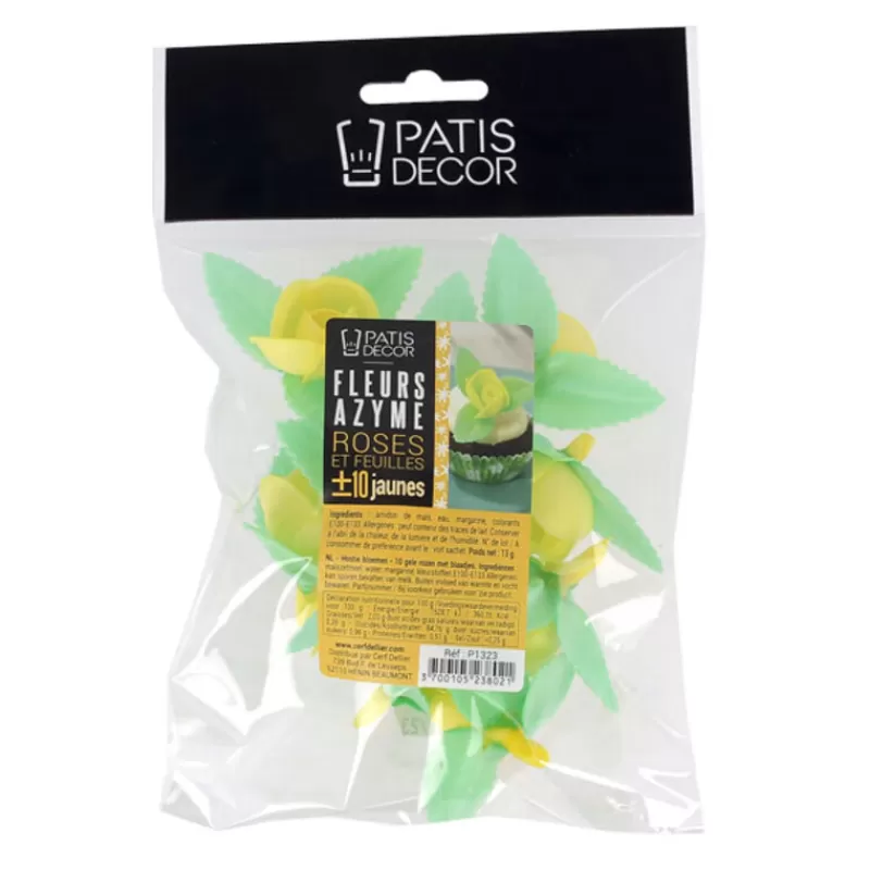 Cerf Dellier Roses Jaunes Avec Feuilles Patisdecor X10 Fashion