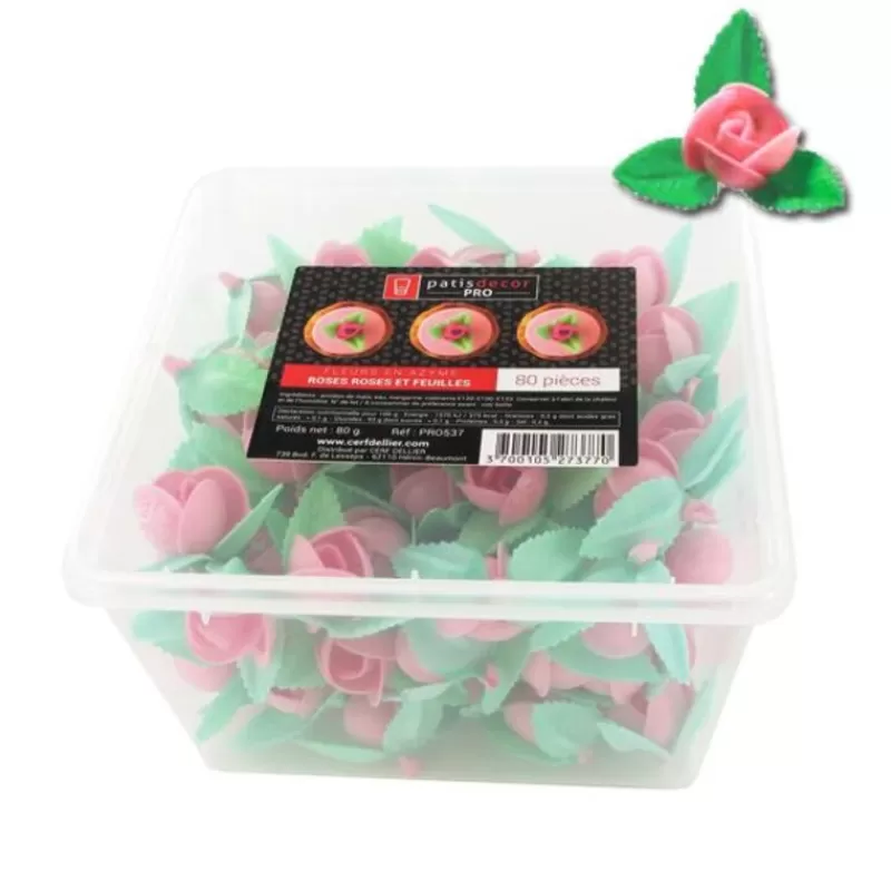 Cerf Dellier Roses Roses Et Feuilles En Azyme Patisdecor Pro (X80) Store