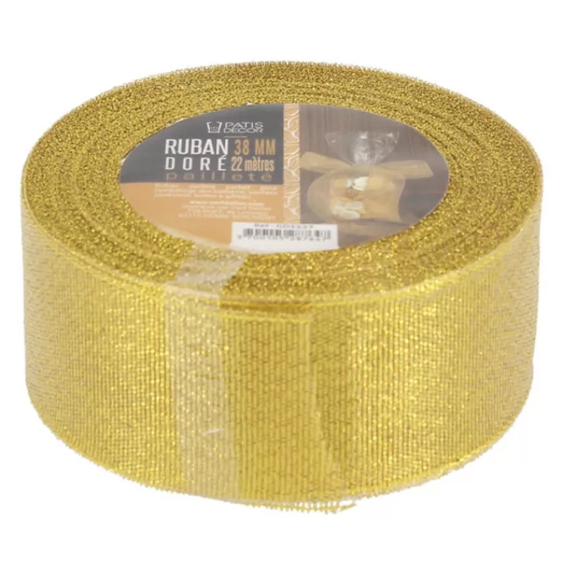 Cerf Dellier Ruban Dore Paillete 38 Mm (22 M) Patisdecor Discount