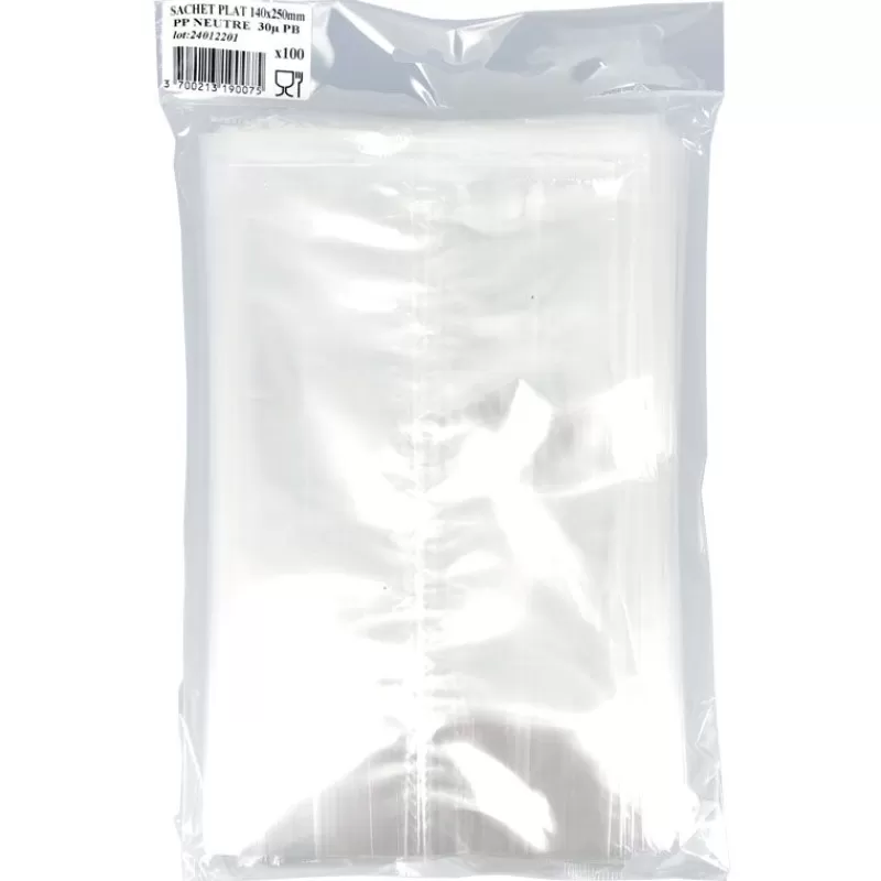 Cerf Dellier Sachets Fond Plat Polypro Neutres 14 X 25 Cm (X100) Shop