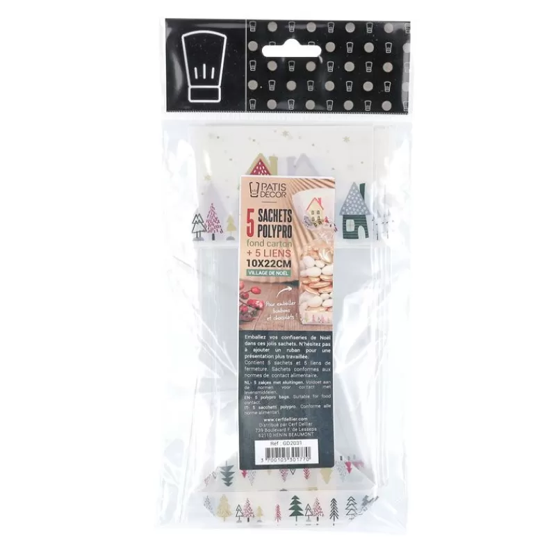 Cerf Dellier Sachets Polypro Village De Noël 10 X 22 Cm (X5) Cheap