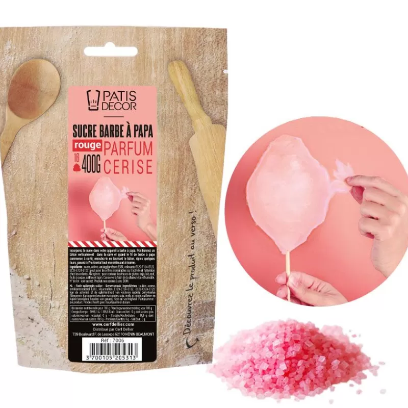 Cerf Dellier Sucre Barbe À Papa Cerise Patisdecor 400 G