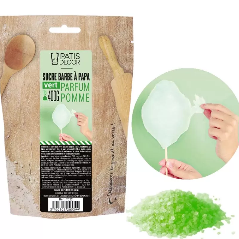 Cerf Dellier Sucre Barbe À Papa Pomme Verte Patisdecor 400 G