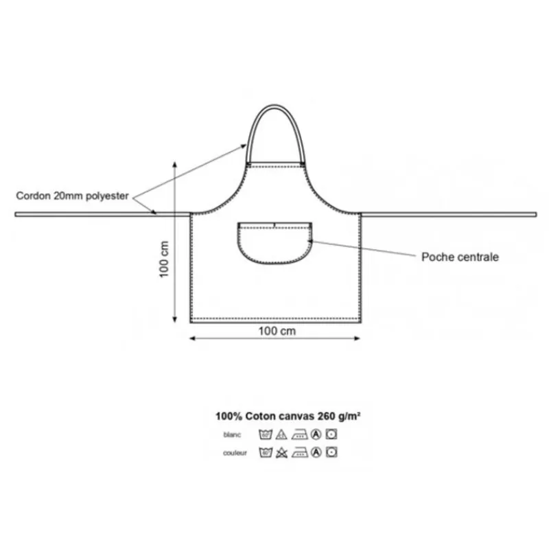 tablier_valet_bavette_blanc_2.webp Cerf Dellier Tablier Valet Bavette Blanc New