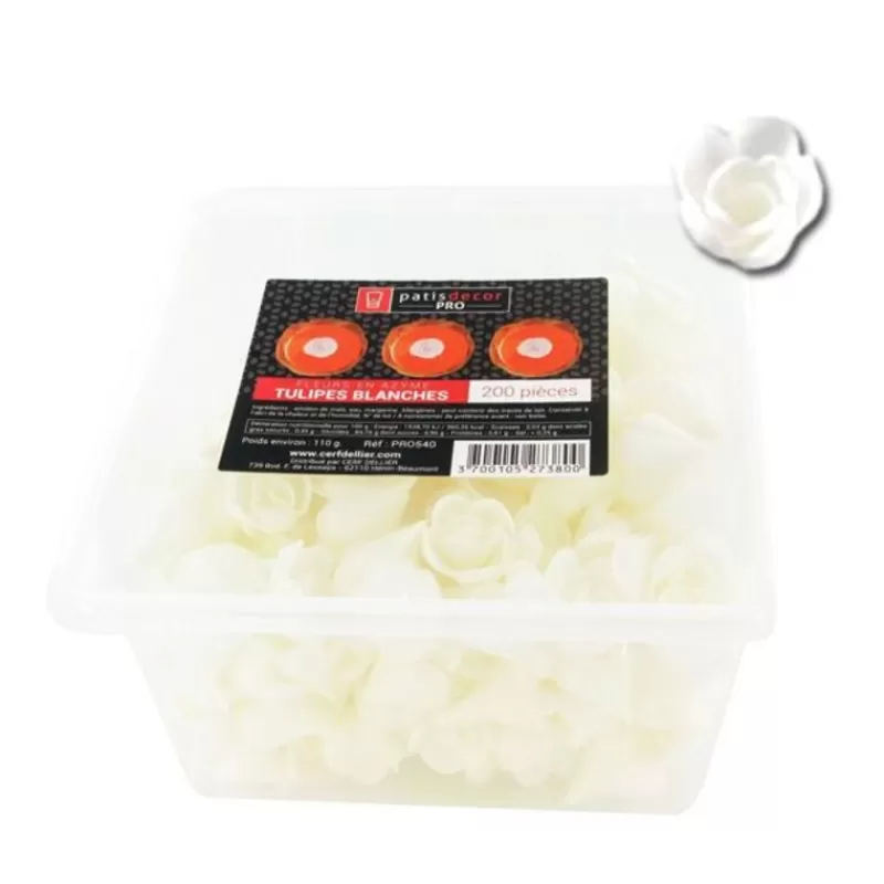 Cerf Dellier Tulipes Blanches En Azyme Patisdecor Pro (X200) New